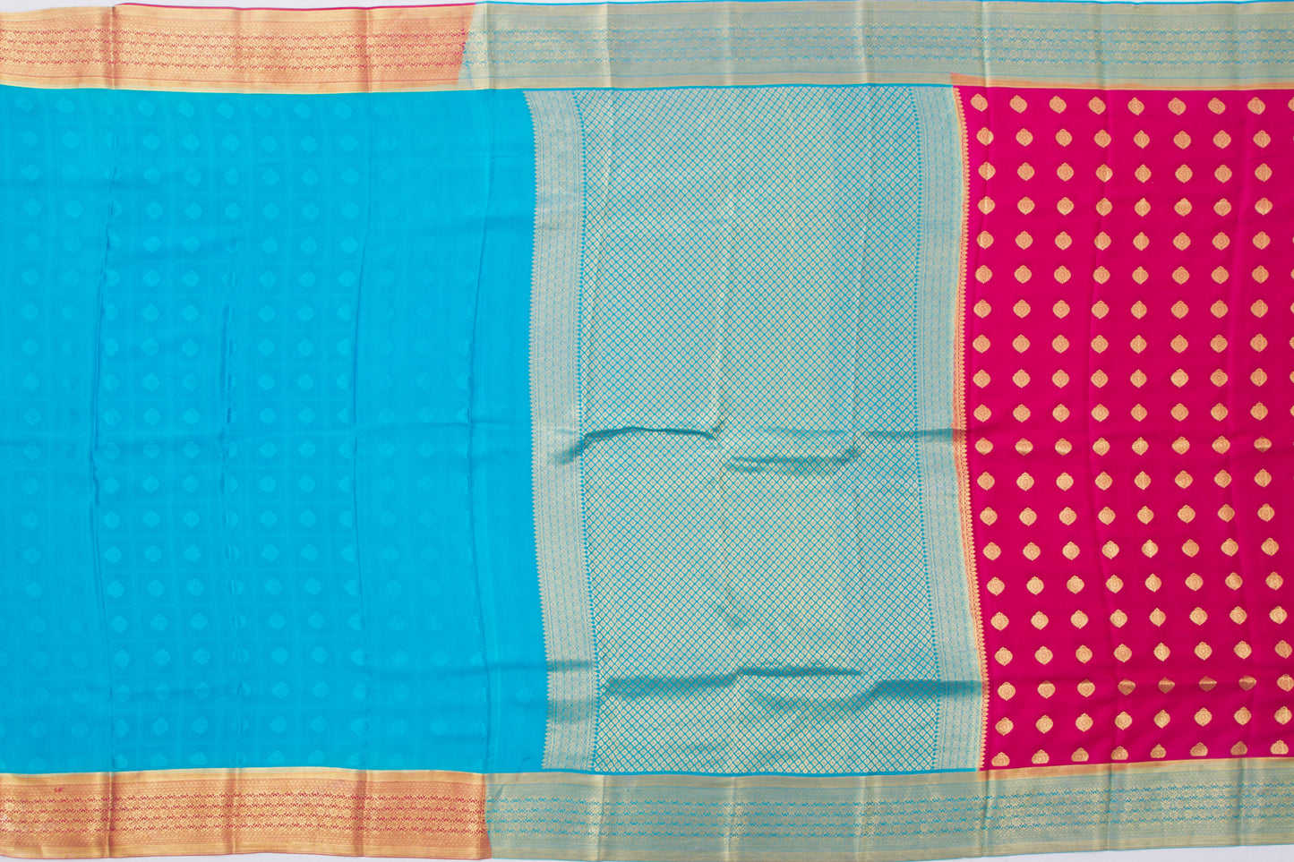 Binny Silk Jacquard Checks And Butta Pink Saree