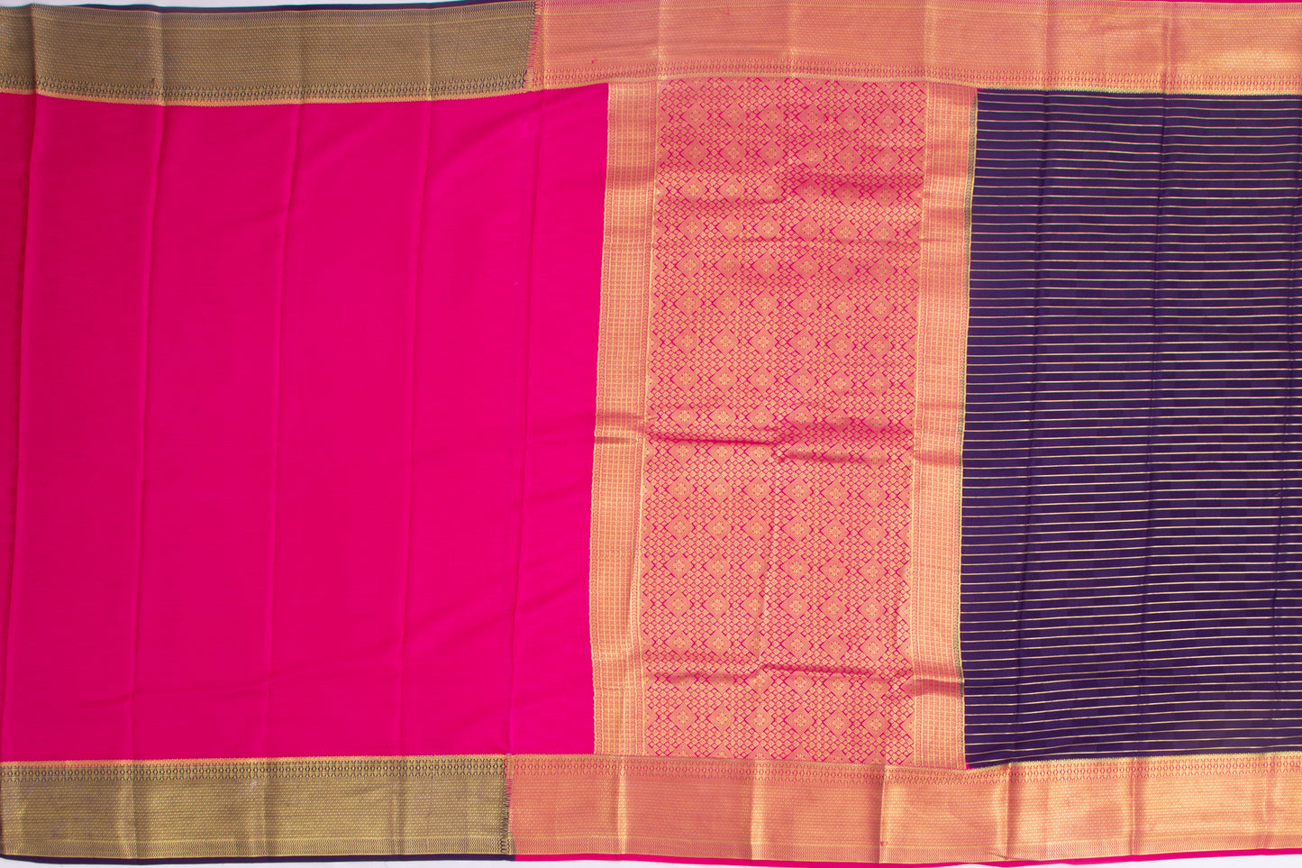 Binny Silk Horizontal Lines Violet Saree