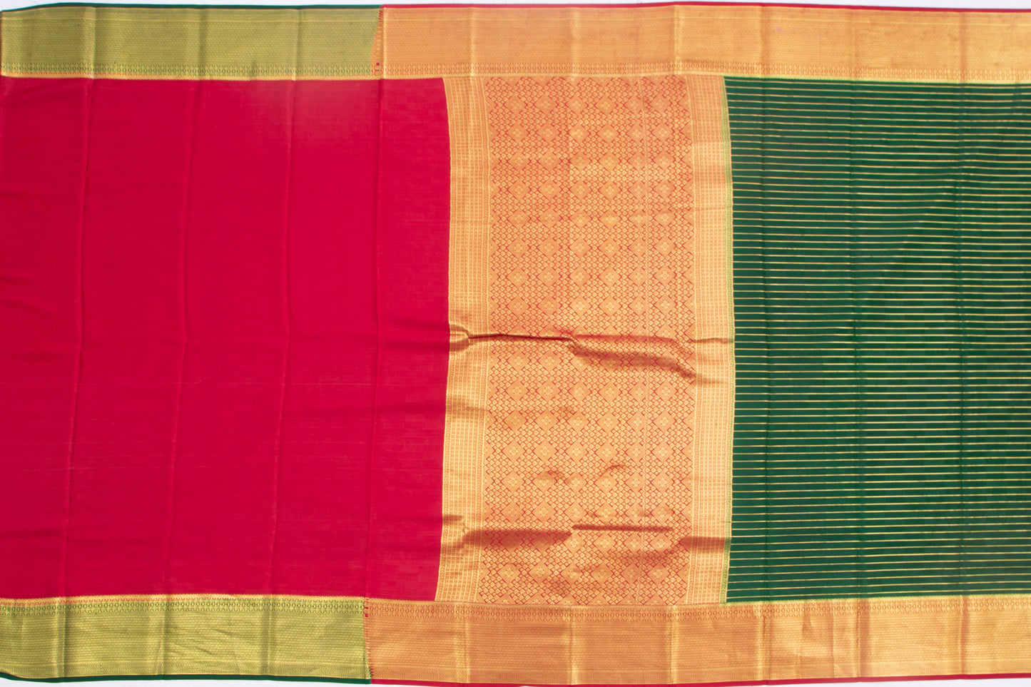 Binny Silk Horizontal Lines Green Saree