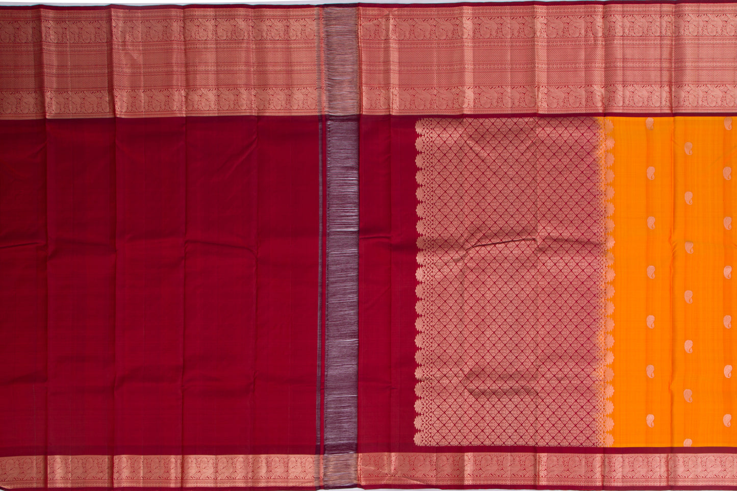Taranga Kanchi Silk Butta Orange And Yellow Saree