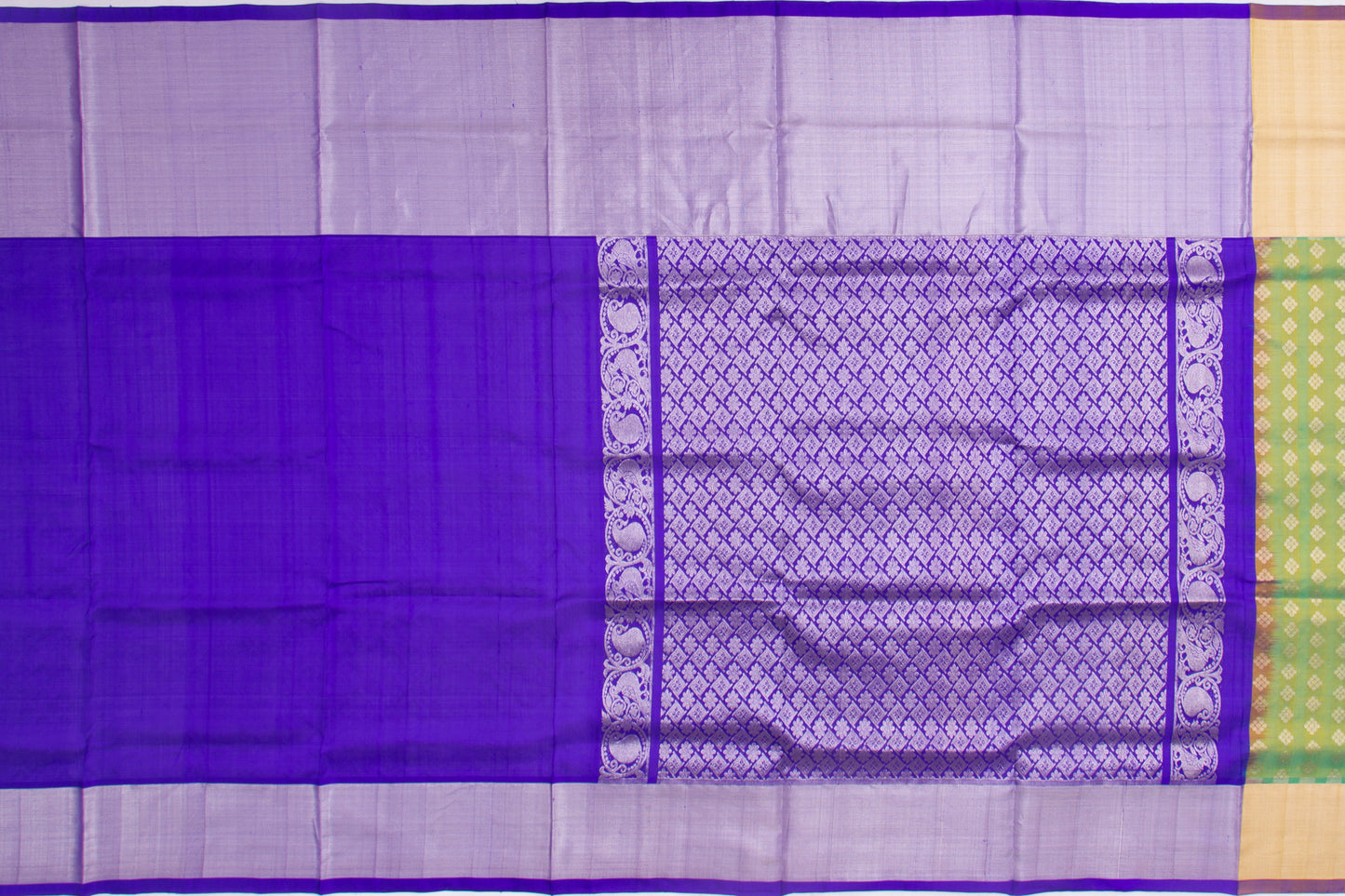 Venkatagiri Silk Brocade Green And Blue Dual Tone Saree