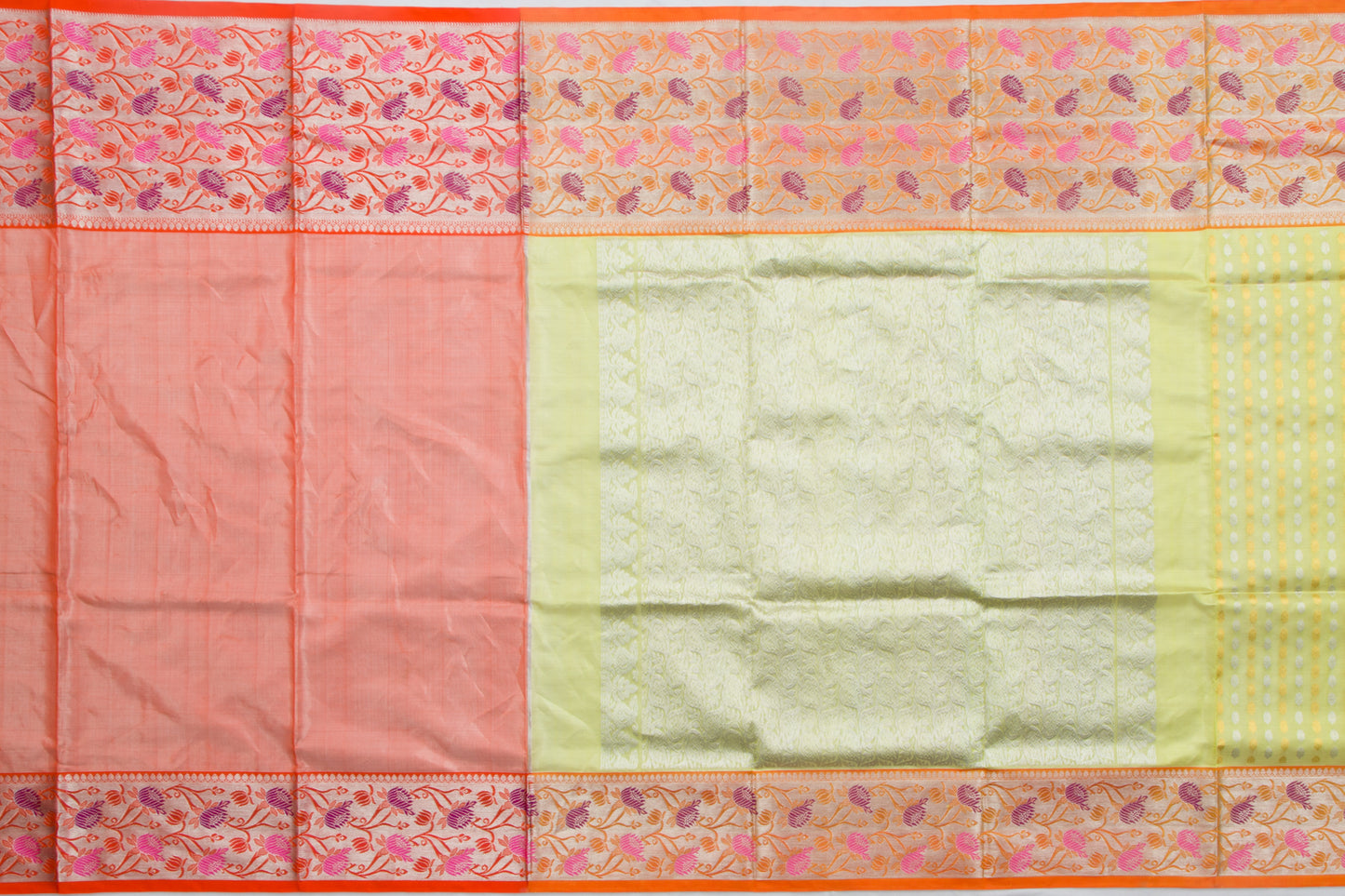 Venkatagiri Silk Tissue Brocade Neon Green Saree