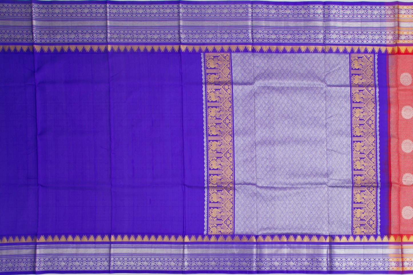 Venkatagiri Silk Checks And Butta Red Saree