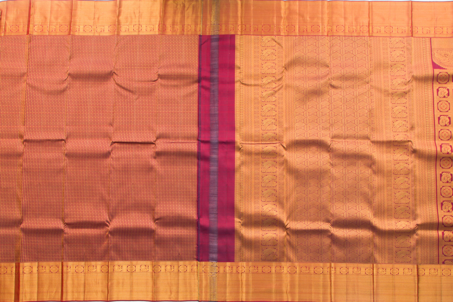 Kanchipuram Silk Checks And Butta Burgundy Saree