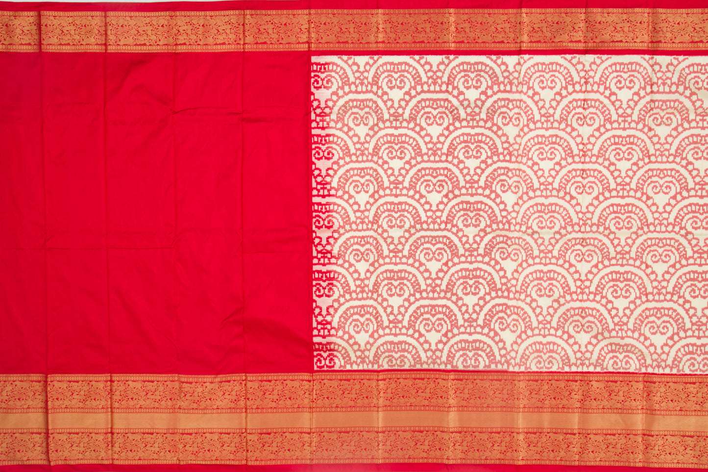 Kanchipuram Silk Ikat Cream Saree