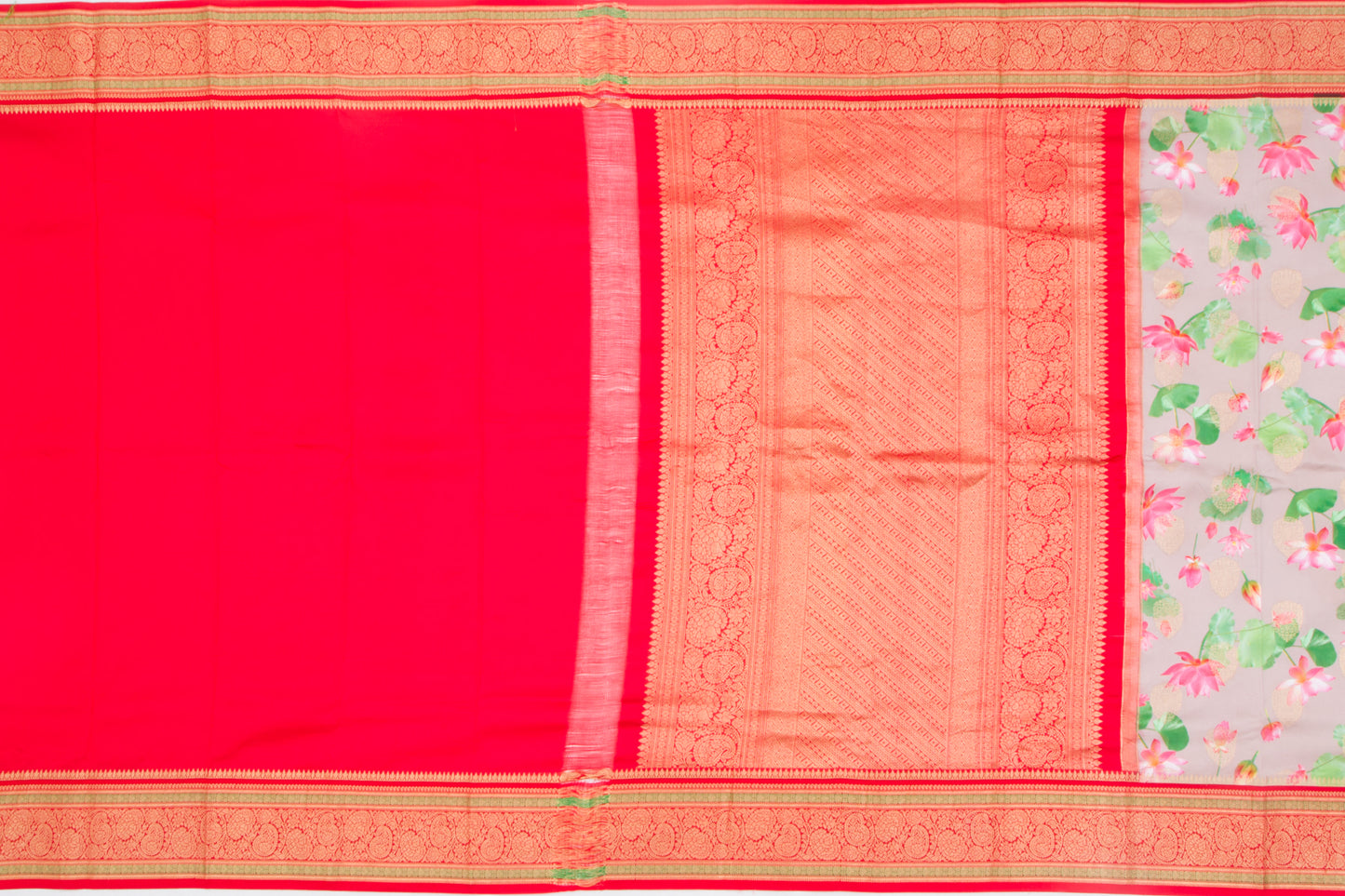 Kanchipuram Silk Floral Printed Grey Saree