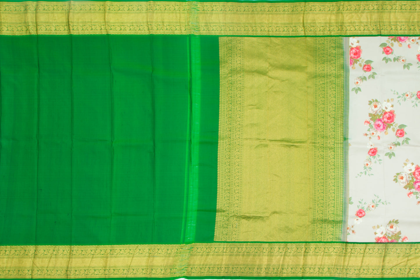 Kanchipuram Silk Floral Printed Grey Saree