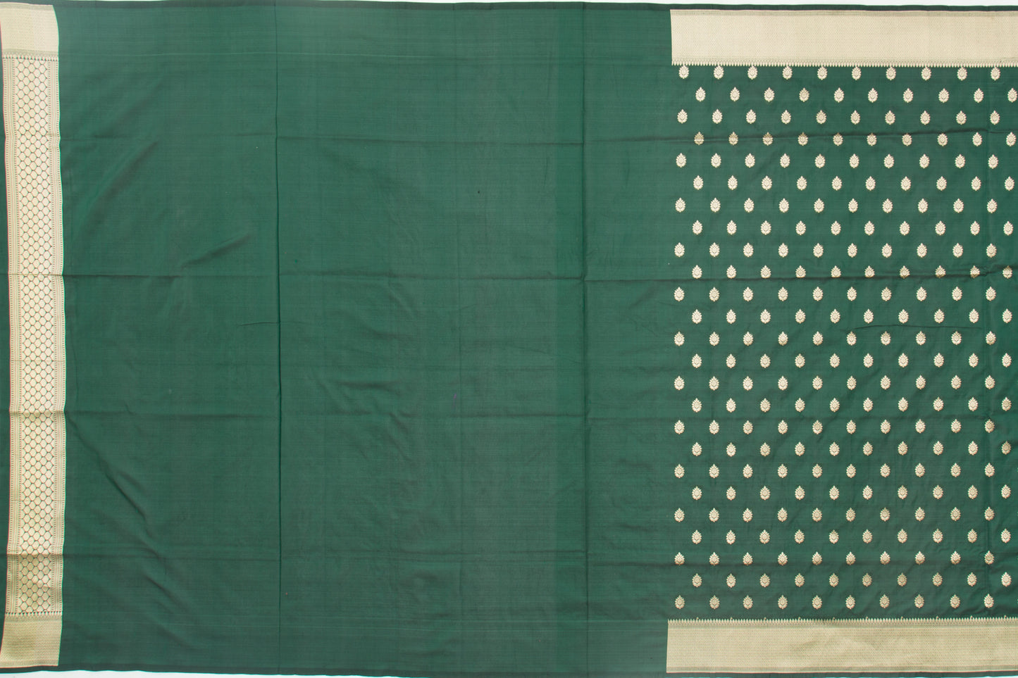 Banarasi Silk Butta Bottle Green Saree