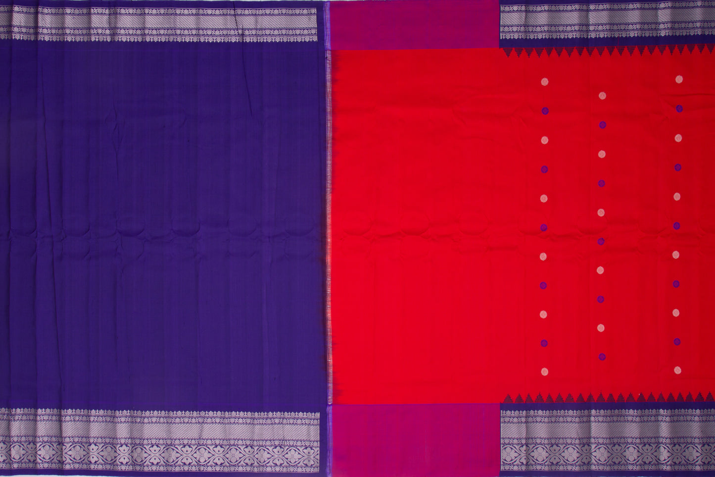 Gadwal Silk Butta Red Saree