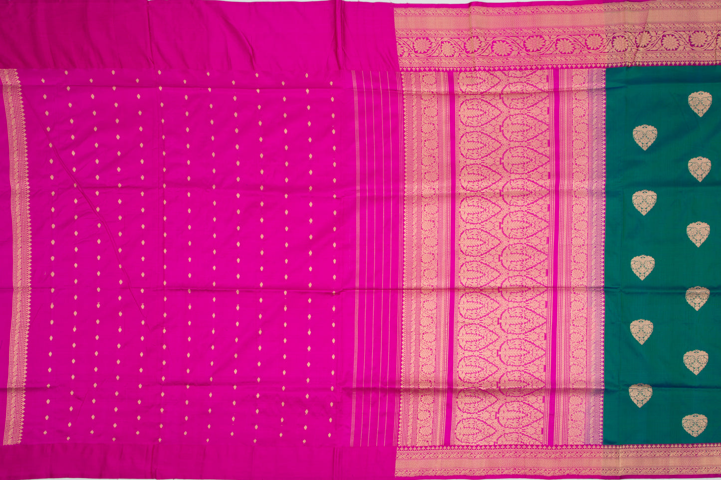 Banarasi Katan Silk Butta Dual Tone Blue-Green Saree