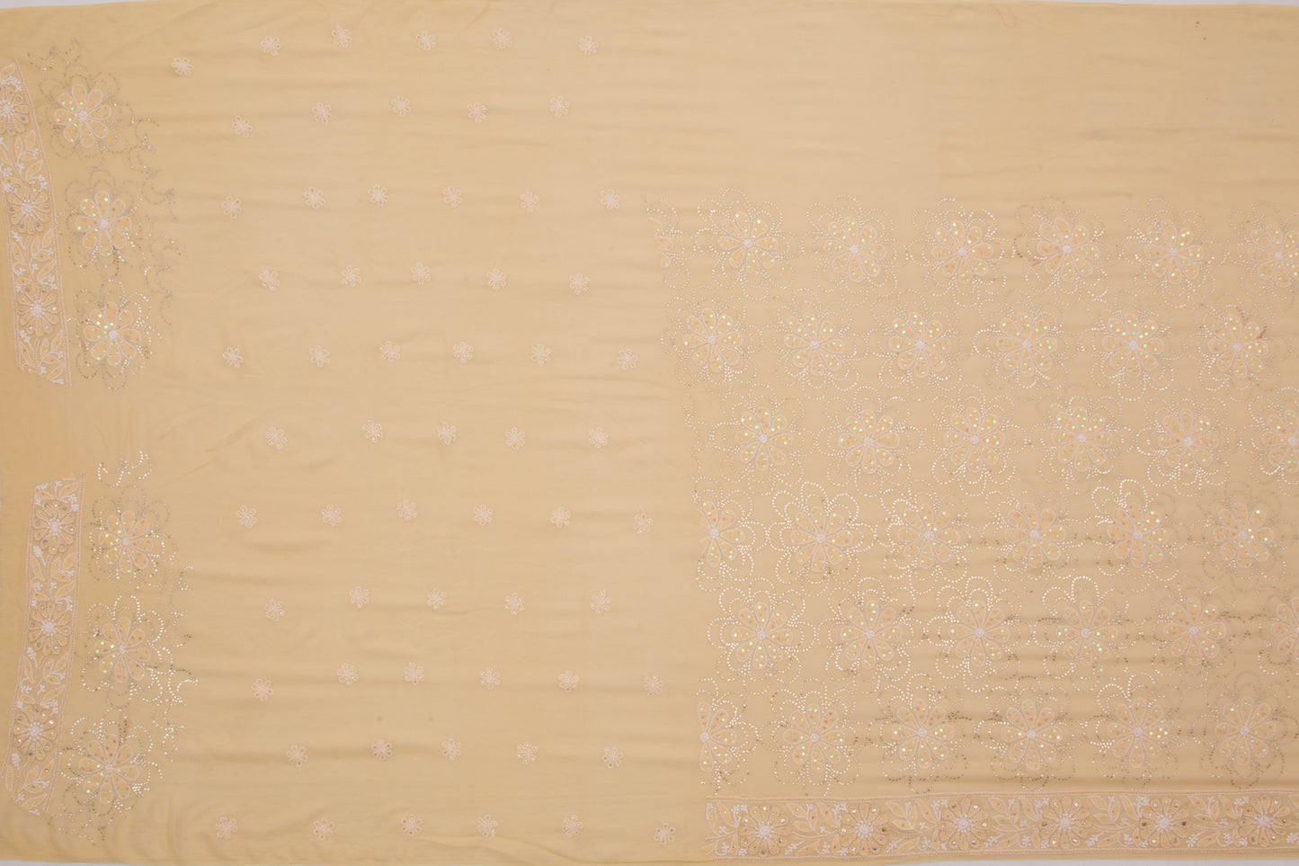 Lucknow Chikankari Georgette Cream Saree