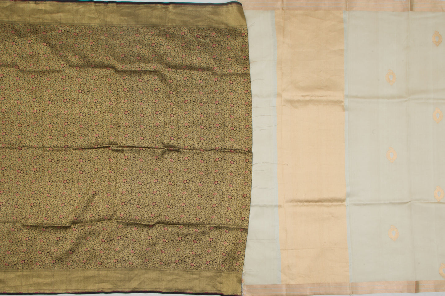 Banarasi Silk Butta Cream Saree