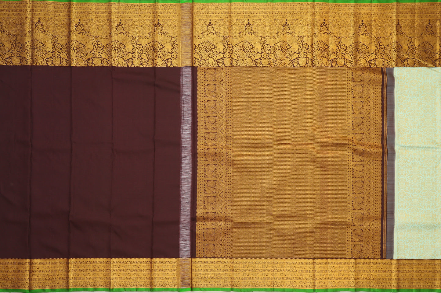 Kanchipuram Silk Vanasingaram Jaal Pastel Green Saree