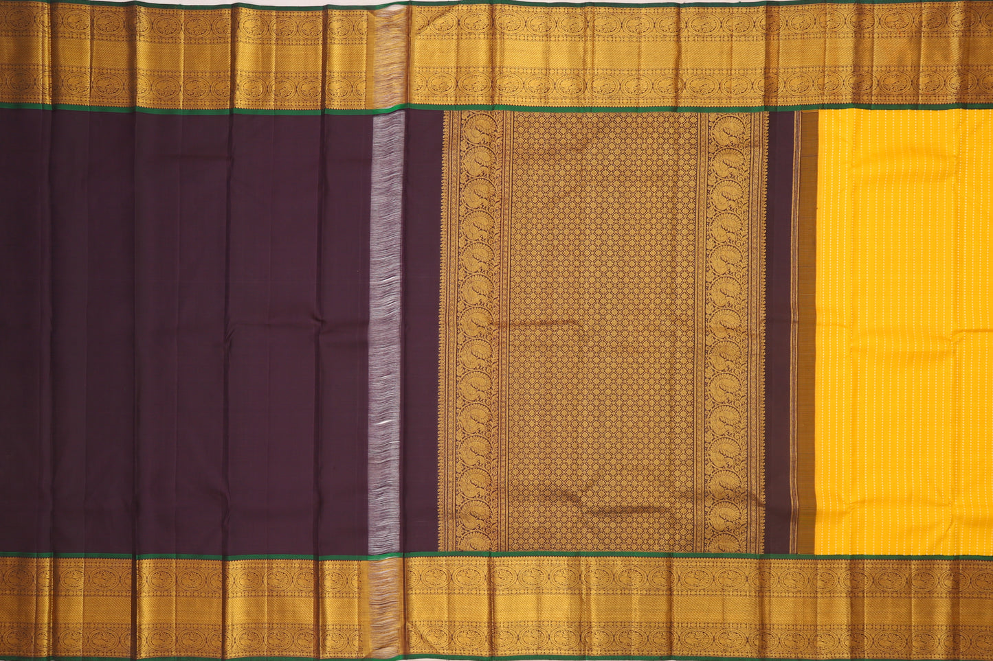Kanchipuram Silk Brocade Yellow Saree