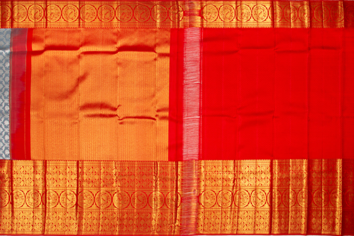 Kanchipuram Silk Brocade Grey Saree