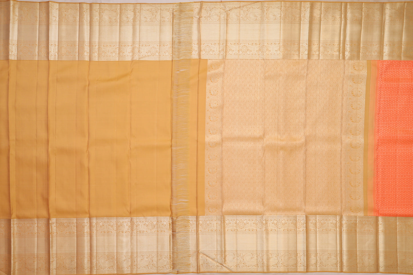Kanchipuram Silk Brocade Orange Saree