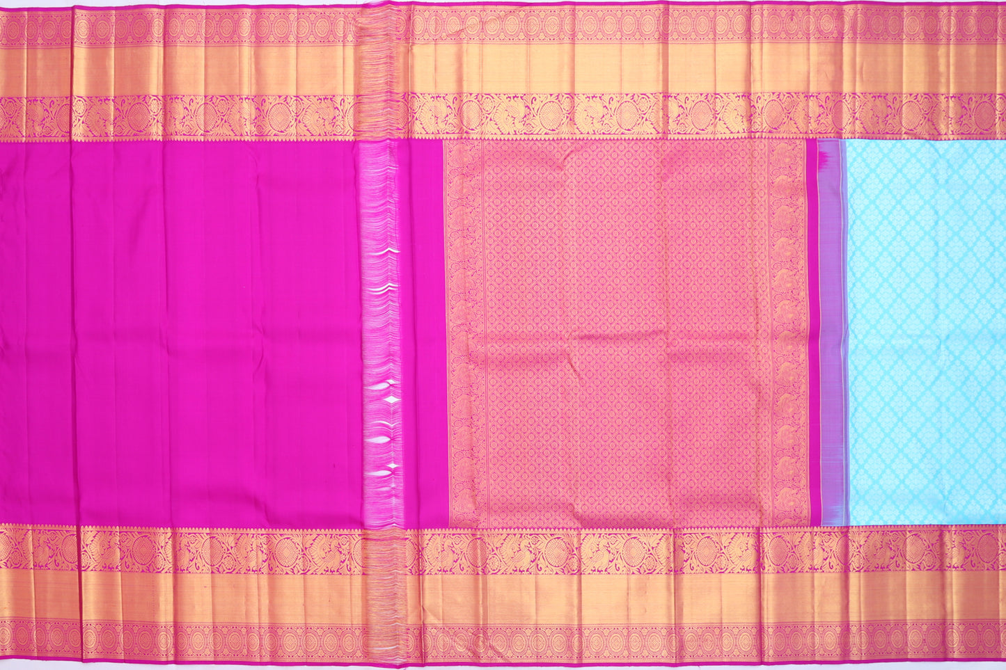 Kanchipuram Silk Brocade Sky Blue Saree