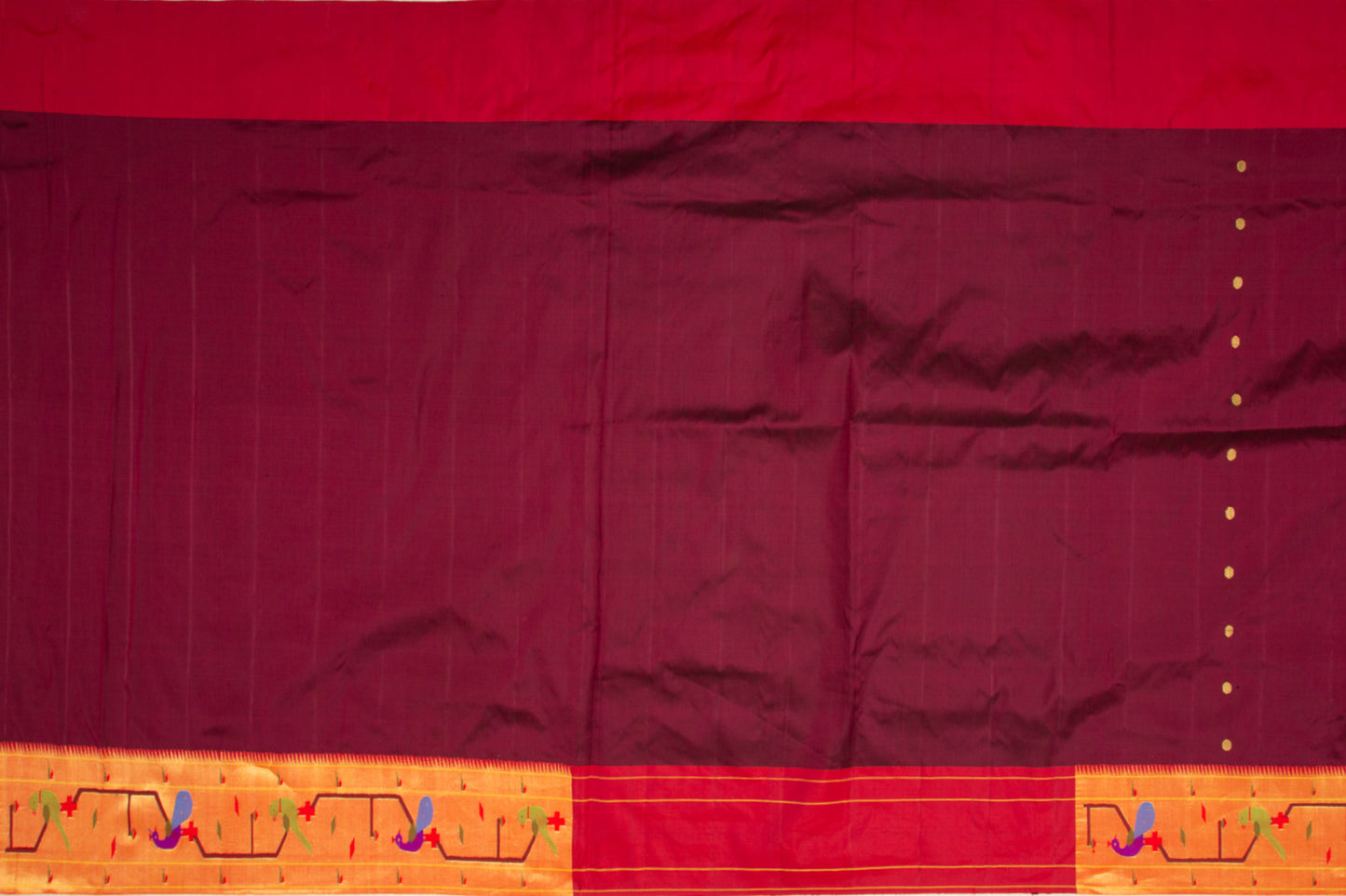 Paithani Silk Polka Dot Butta Maroon Saree With Akruthi Border