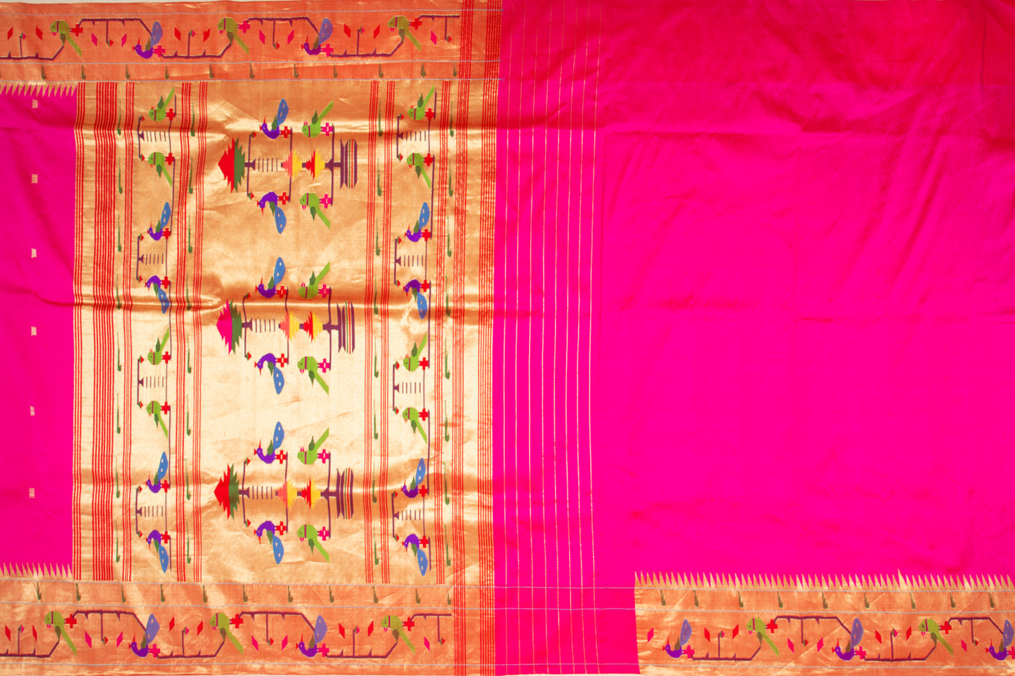 Paithani Silk Butta Pink Saree With Akruthi Border