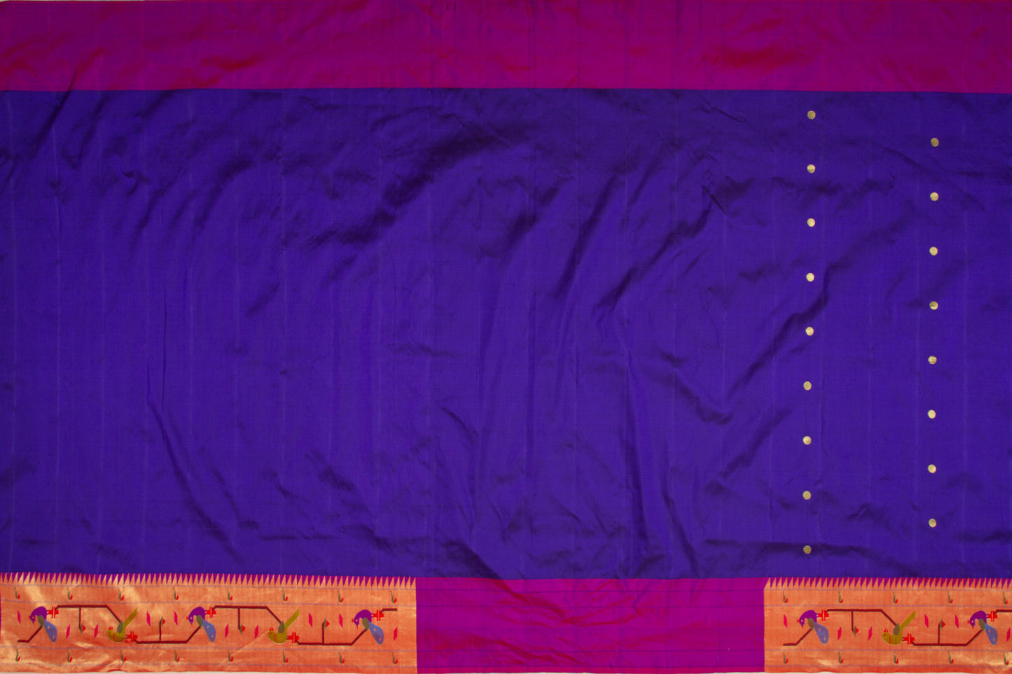 Paithani Silk Polka Dot Butta Blue Saree With Akruthi Border