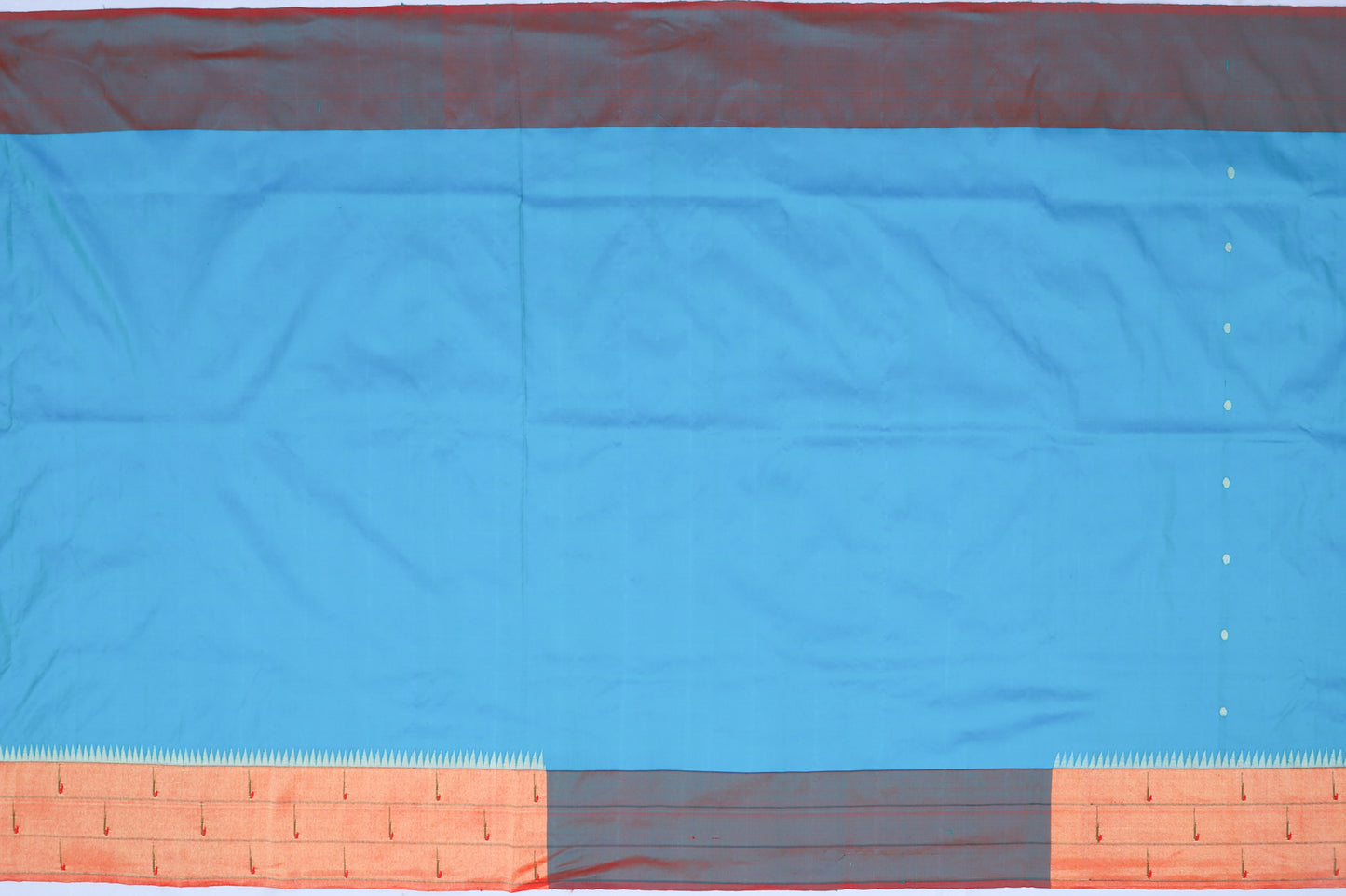Paithani Silk Butta Sky Blue Saree With Triple Muniya Border