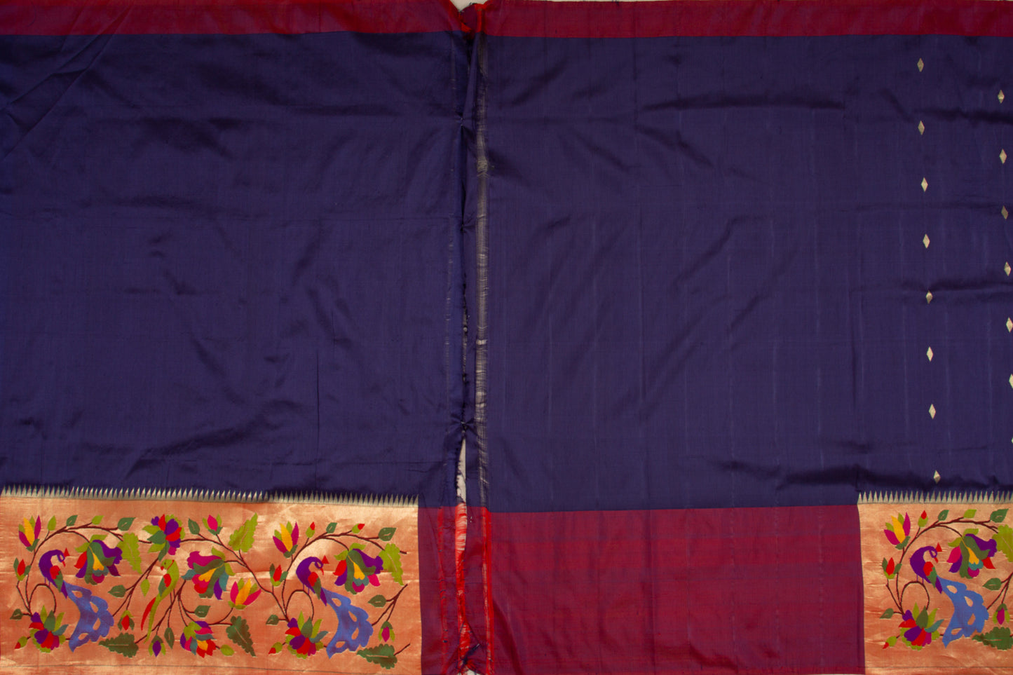 Paithani Silk Butta Navy Blue Saree