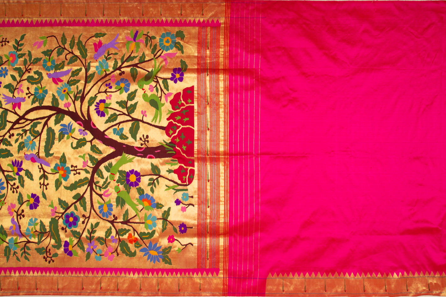 Paithani Silk All Over Jaal Pink Saree