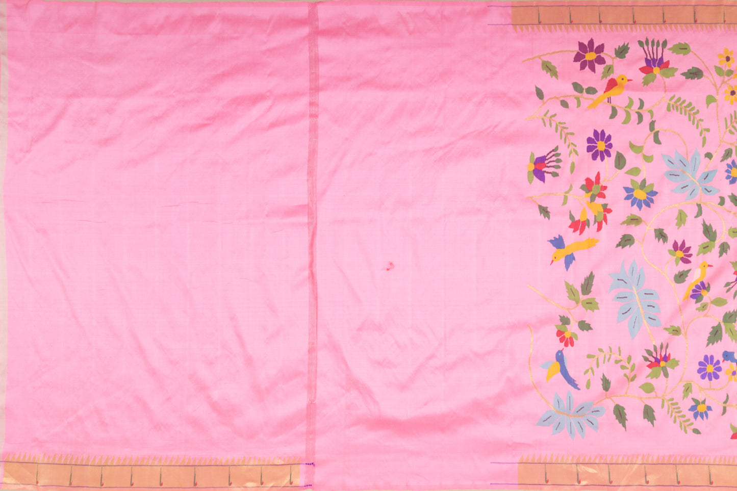 Paithani Silk All Over Jaal Baby Pink Saree With Muniya Border