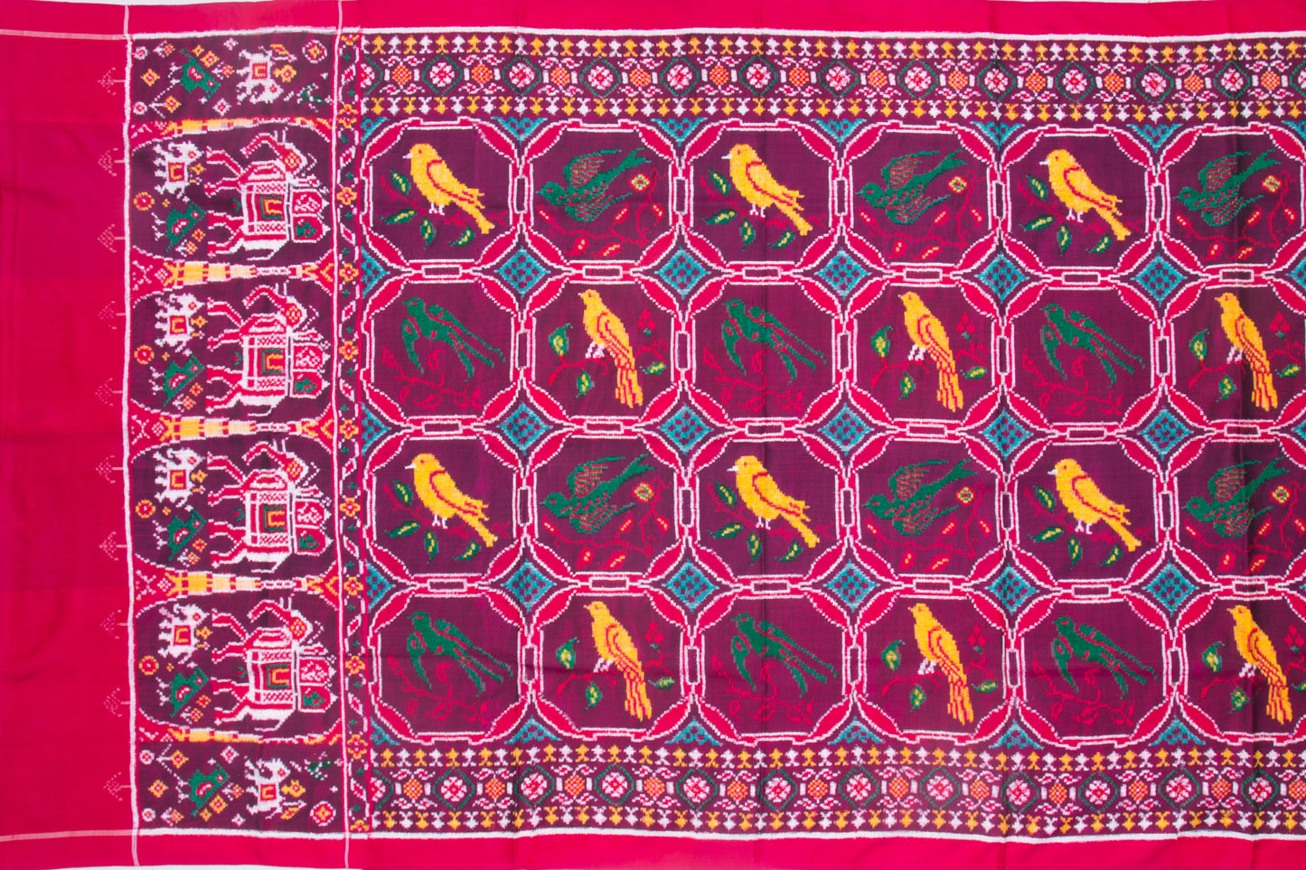 Patan Patola Silk Ikat 4 Figure Purple Saree