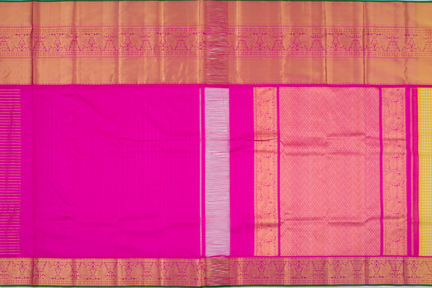 Kanchipuram Kora Organza Checks And Butta Yellow Saree