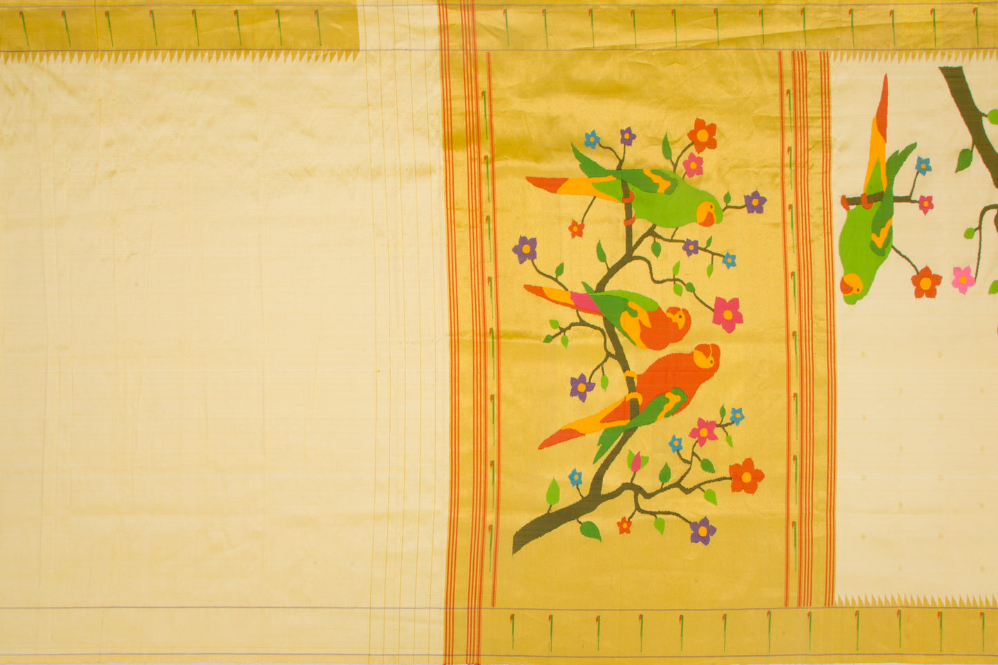 Paithani Silk Butta Pastel Yellow Saree