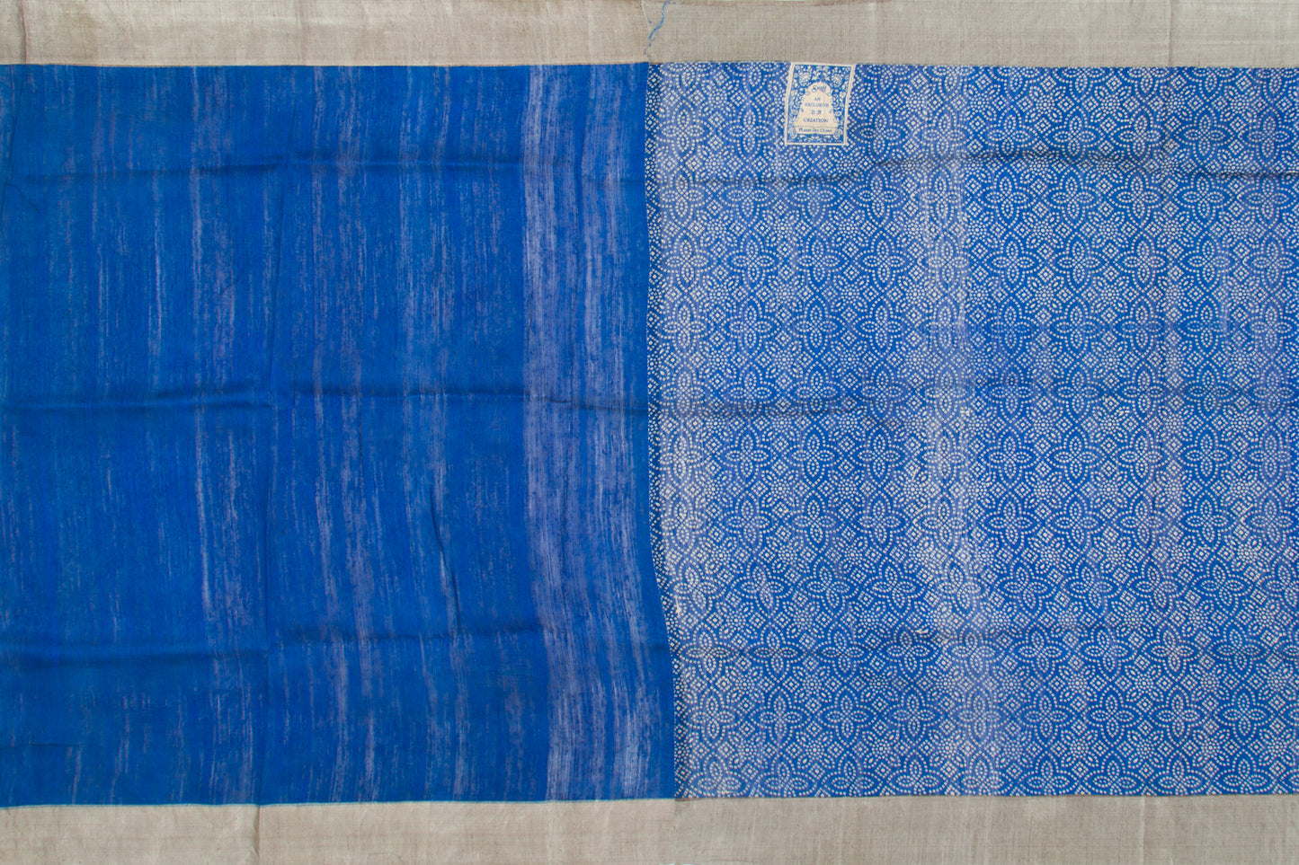 Tussar Printed Blue Saree
