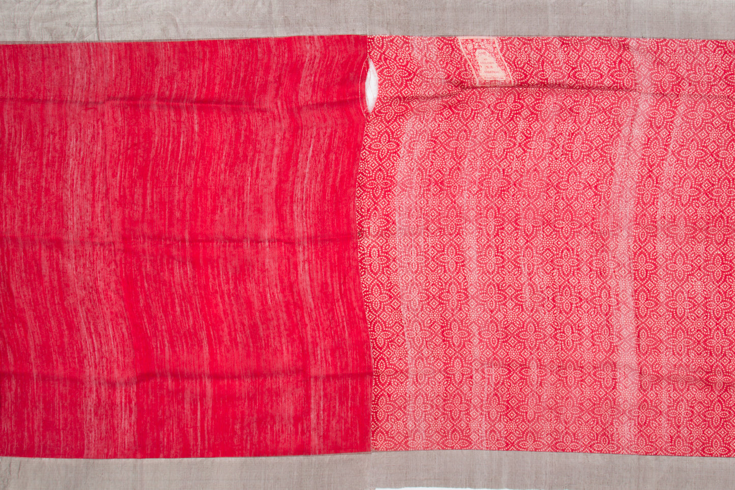 Tussar Printed Red Saree