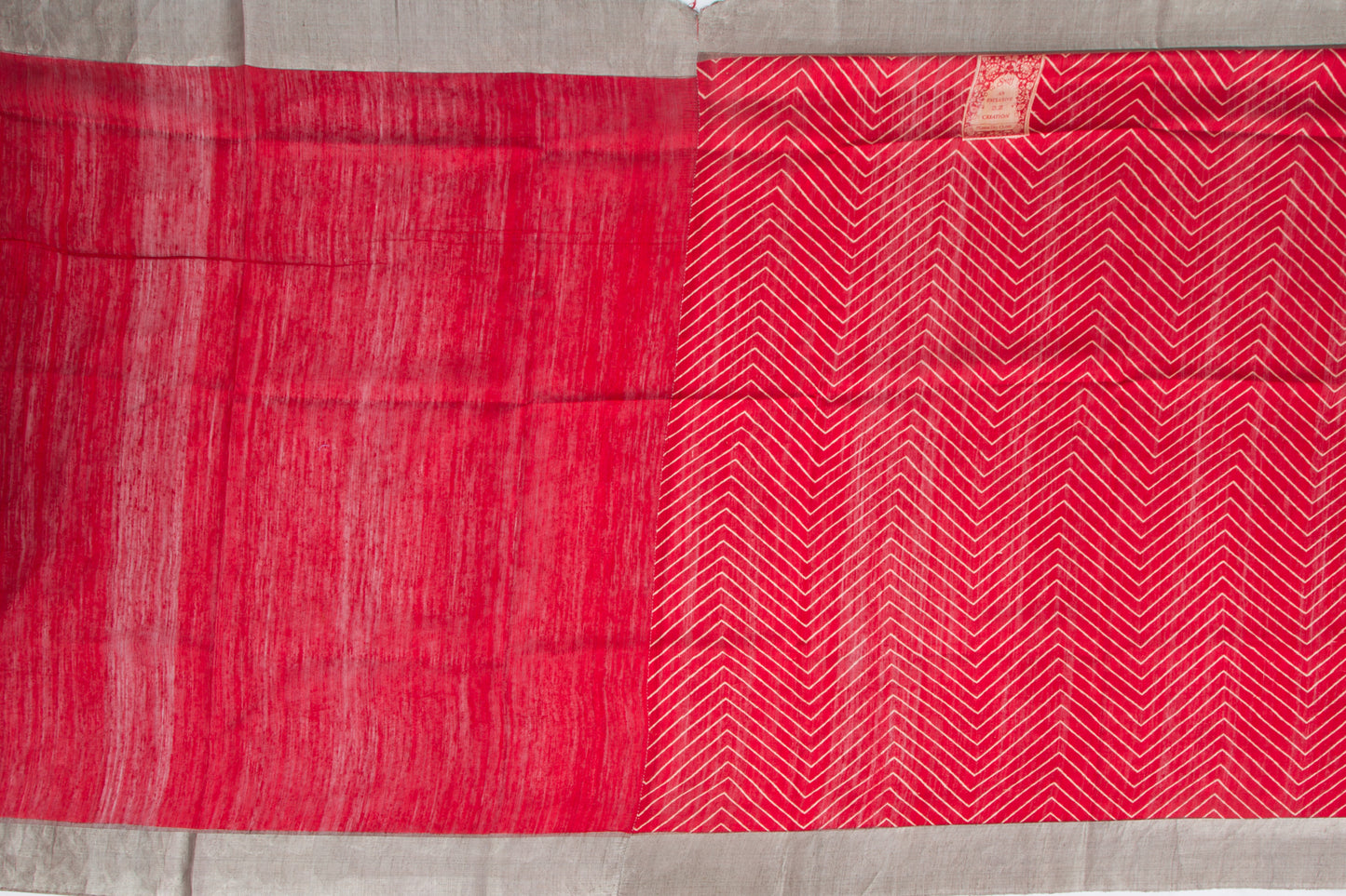 Tussar Printed Red Saree