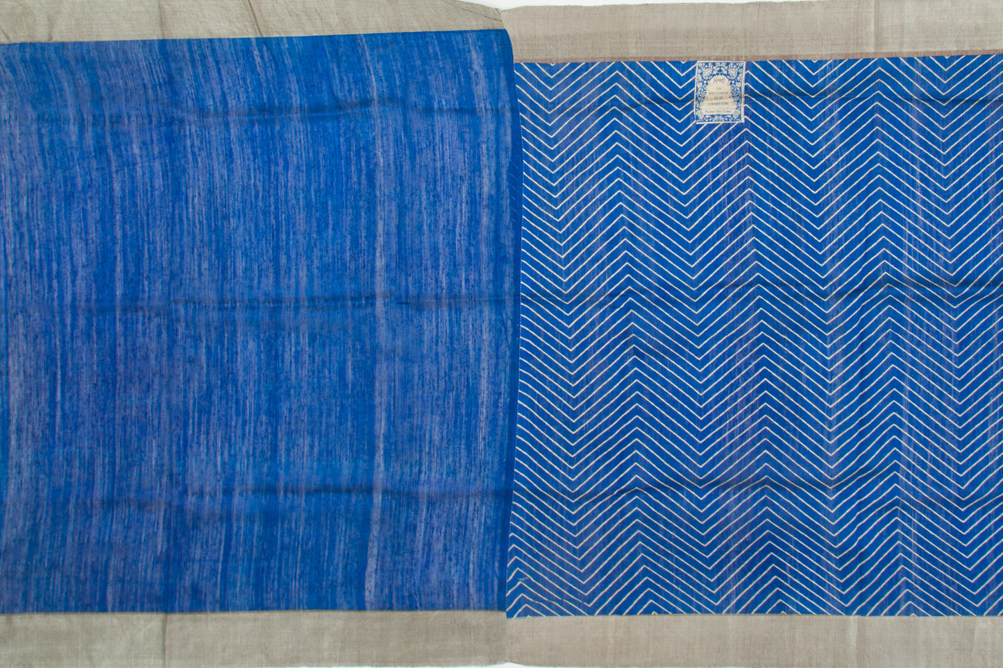 Tussar Printed Blue Saree