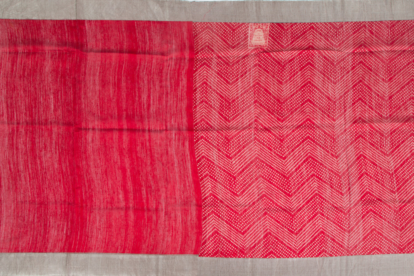 Tussar Printed Red Saree
