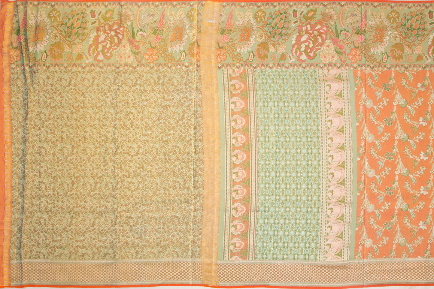 Kanchipuram Silk Tissue Brocade Orange Saree