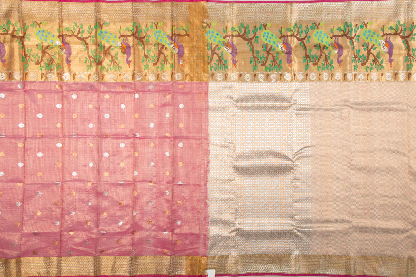 Kota Silk Tissue Brocade Cream Saree