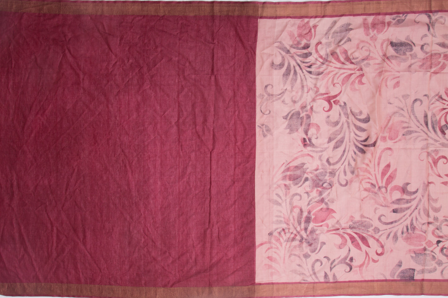 Tussar Batik Printed Pink Saree