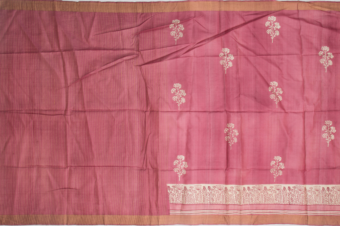 Tussar Batik Printed Butta Purple Saree