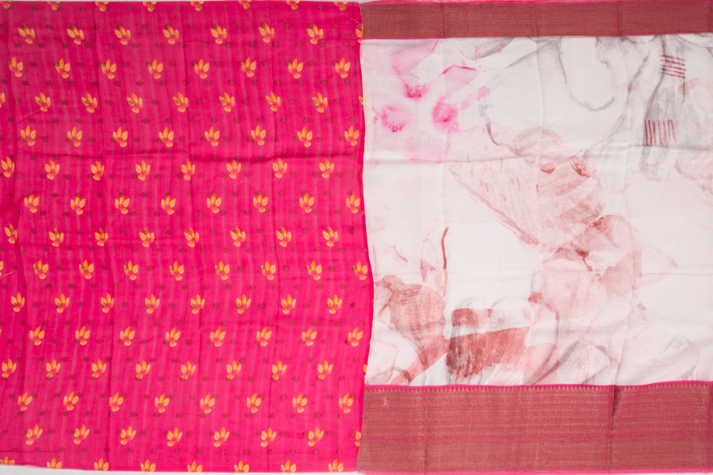 Chanderi Silk Floral Printed Pastel Pink Saree