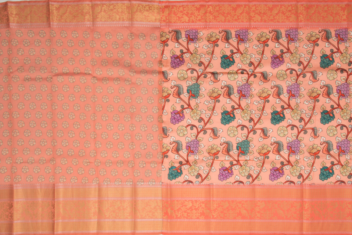 Chanderi Silk Printed Orange Saree