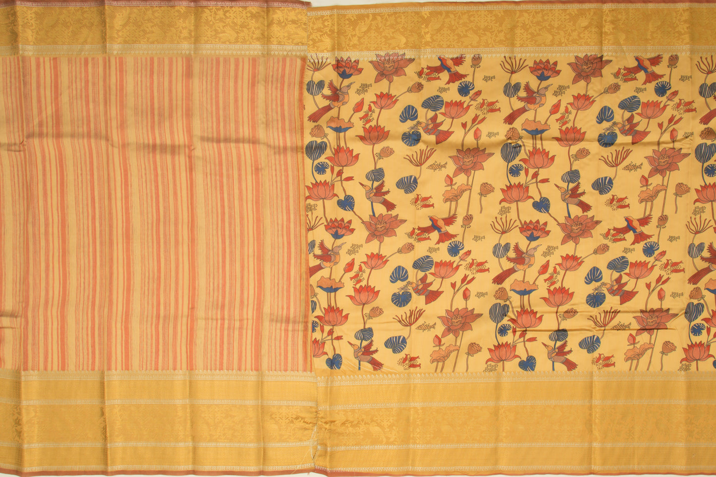 Chanderi Silk Printed Mustard Yellow Saree