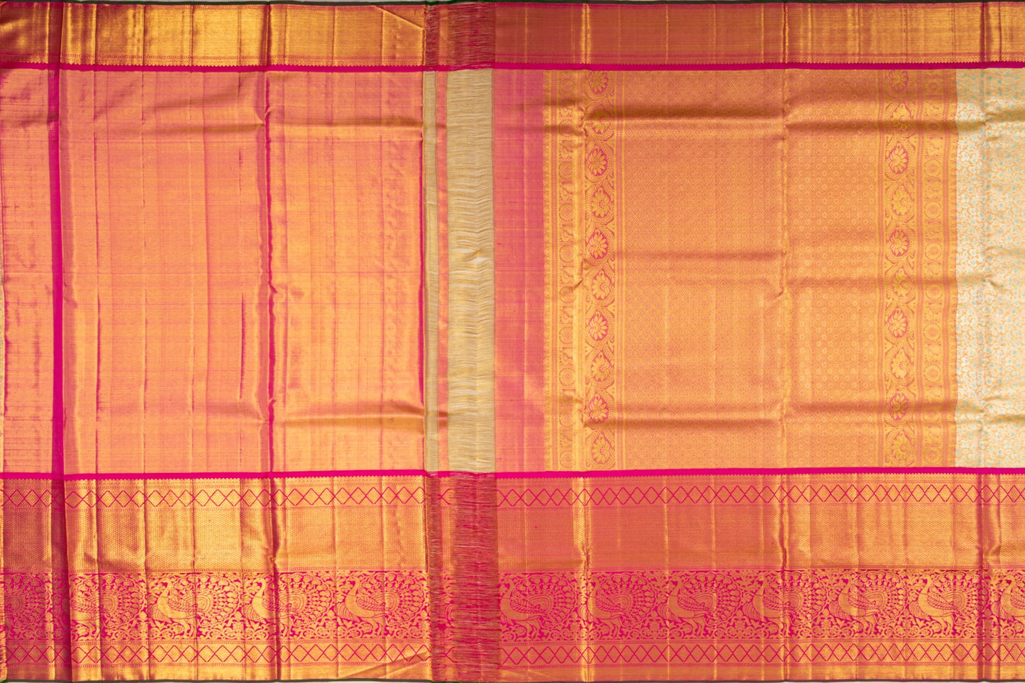 Kanchipuram Silk Tissue Brocade Gold Saree