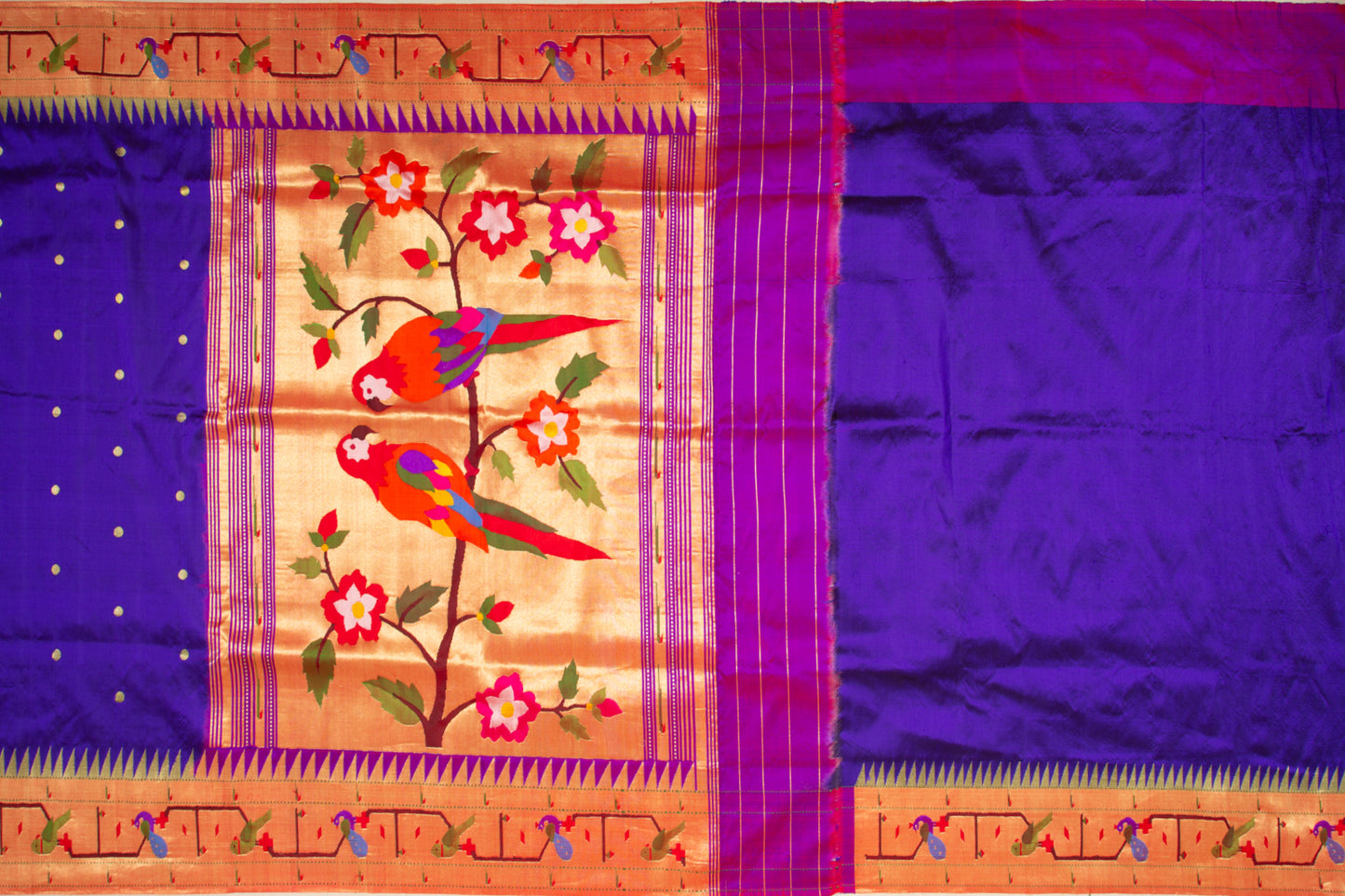 Paithani Silk Butta Blue Saree With Akruthi Border