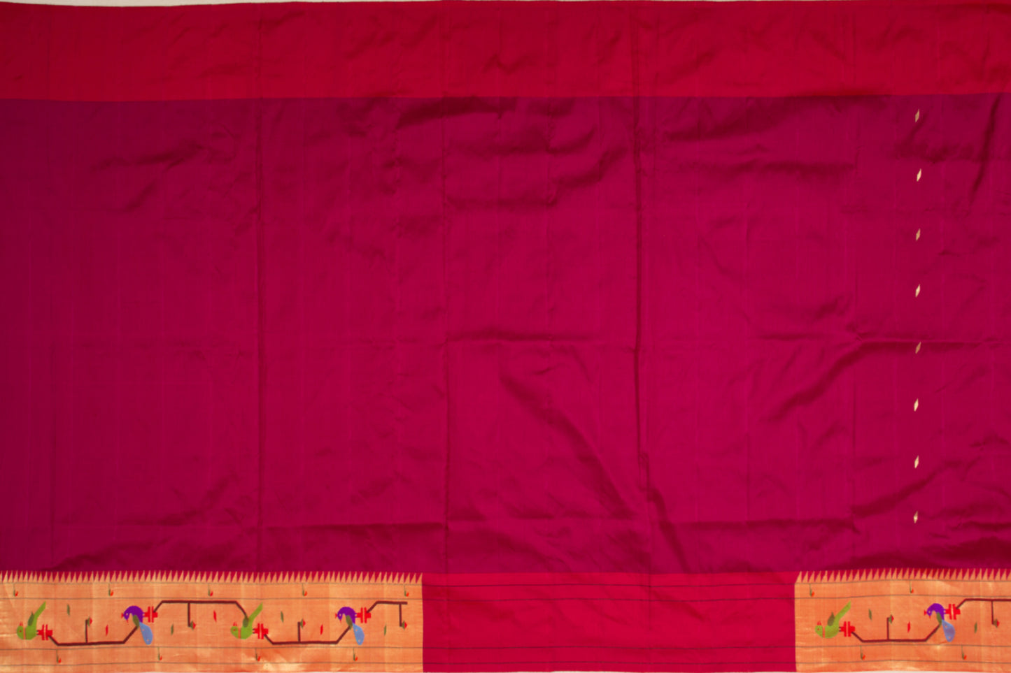 Paithani Silk Butta Maroon Saree With Akruthi Border