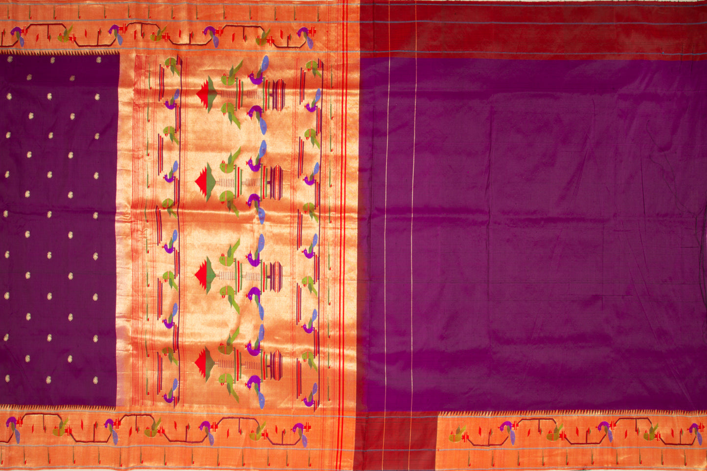 Paithani Silk Butta Plum Purple Saree With Akruthi Border DM