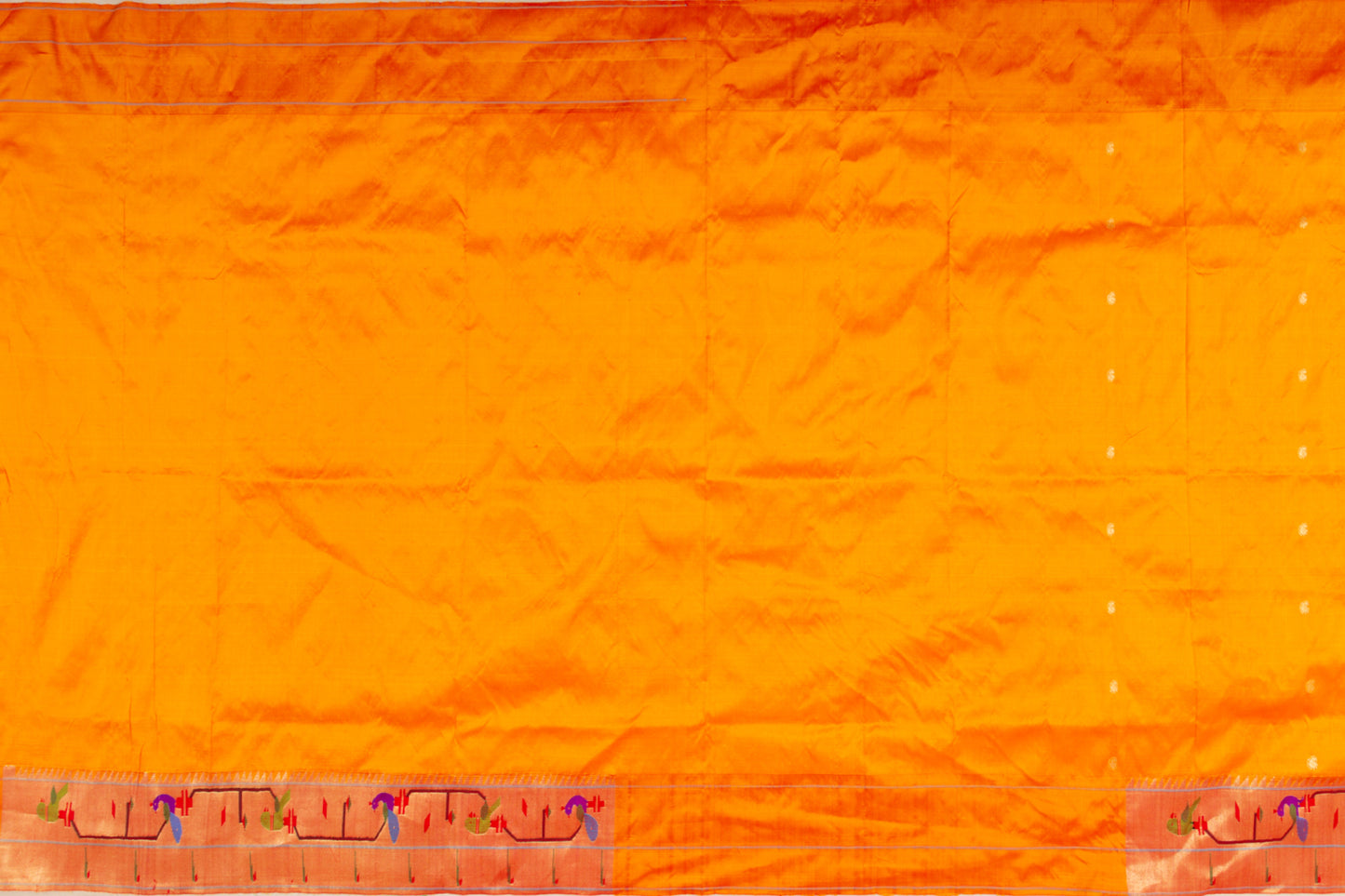 Paithani Silk Butta Yellow Saree With Akruthi Border