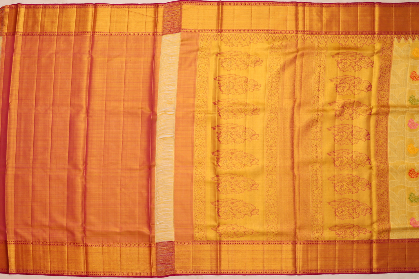 Kanchipuram Silk Tissue Brocade Gold Saree