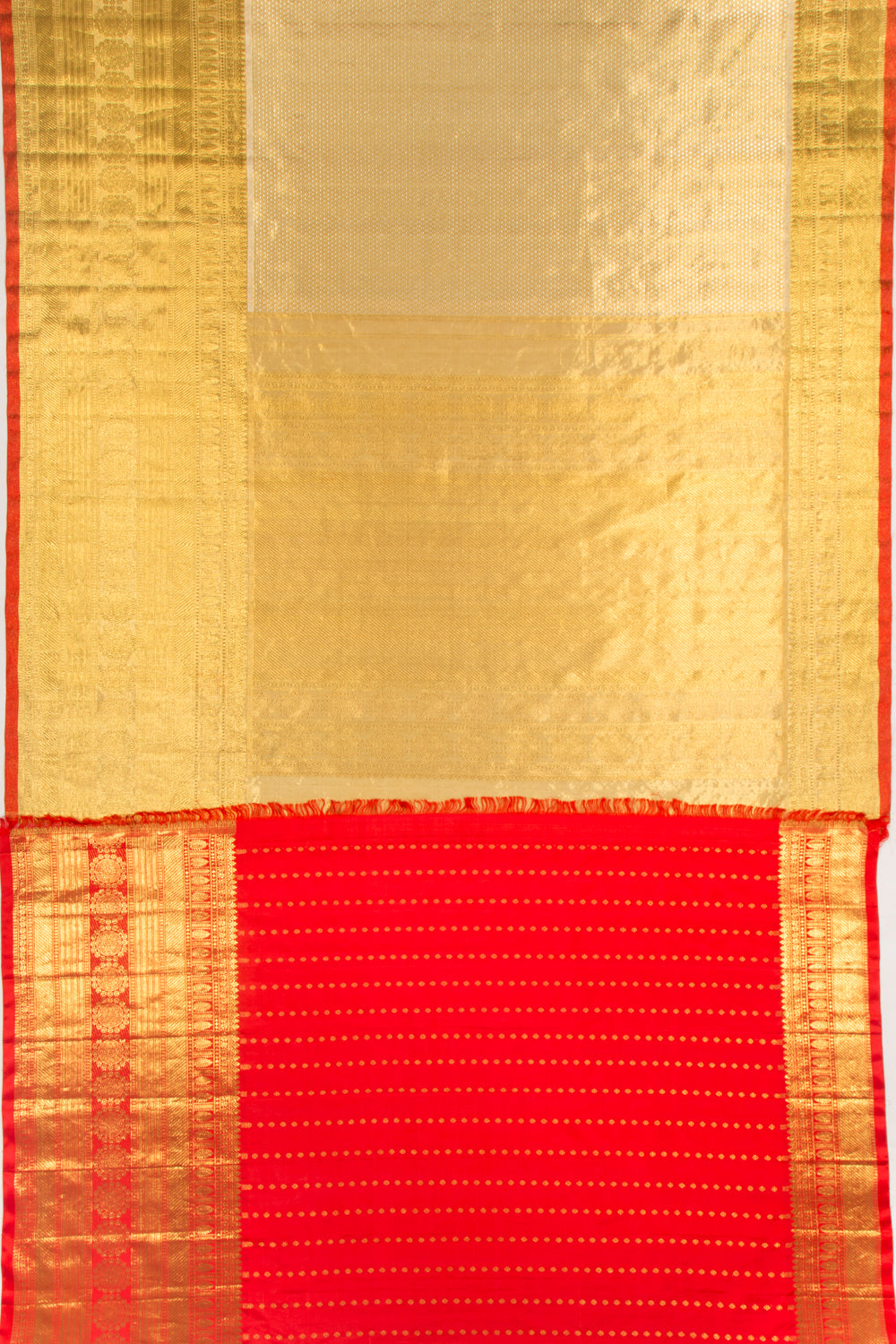 Kanchipuram Silk Tissue Brocade Gold Saree